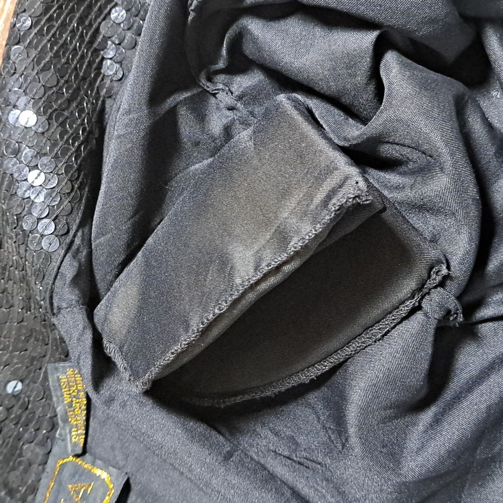 Ivana Trump Vintage Black Sequin Jacket Blazer Size XL Gold Trim Evening Bling - Picture 14 of 14